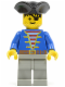 Minifig No: pi005  Name: Pirate Blue Jacket, Light Gray Legs, Black Pirate Triangle Hat