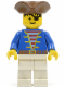 Minifig No: pi009  Name: Pirate Blue Jacket, White Legs, Brown Pirate Triangle Hat