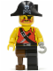 Minifig No: pi022  Name: Pirate Shirt with Knife, Black Leg with Peg Leg, Black Pirate Hat with Skull