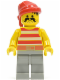Minifig No: pi044  Name: Pirate Red / White Stripes Shirt, Light Gray Legs, Red Bandana