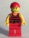Minifig No: pi166  Name: Pirate 5 - Black and Red Stripes, Red Legs, Scar