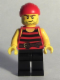 Minifig No: pi167  Name: Pirate 6 - Black and Red Stripes, Black Legs, Scar