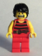 Minifig No: pi168  Name: Pirate 7 - Black and Red Stripes, Red Legs, Scared, Black Crow's Feet