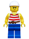 Minifig No: pi170  Name: Pirate 9 - Red and White Stripes, Blue Legs, Scowl