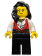 Minifig No: pi189  Name: Pirate - Female, Black Legs, Red Vest over White Shirt, Black Hair