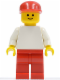 Minifig No: pln054  Name: Plain White Torso with White Arms, Red Legs, Red Cap