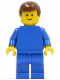 Minifig No: pln061  Name: Plain Blue Torso with Blue Arms, Blue Legs, Brown Male Hair