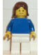 Minifig No: pln062  Name: Plain Blue Torso with Blue Arms, White Legs, Brown Female Hair