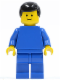 Minifig No: pln141  Name: Plain Blue Torso with Blue Arms, Blue Legs, Black Male Hair
