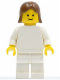 Minifig No: pln142  Name: Plain White Torso with White Arms, White Legs, Brown Female Hair