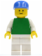 Minifig No: pln159  Name: Plain Green Torso with White Arms, White Legs, Blue Cap