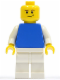 Minifig No: pln170  Name: Plain Blue Torso with White Arms, White Legs, No Headgear, Crooked Smile