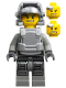 Minifig No: pm026  Name: Power Miner - Engineer, Light Bluish Gray Outfit, Metallic Silver Armor and Helmet