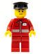 Minifig No: post010a  Name: Post Office White Envelope and Stripe, Red Legs, Black Hat, Black Eyebrows
