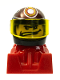 Minifig No: rac093  Name: Racer, Wide Mouth, Black Helmet with Pattern, Red Body