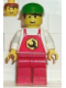 Minifig No: rep003  Name: Repair - Overalls Red with Wrench Pattern, Red Legs, Green Cap, Male