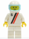 Minifig No: s006  Name: 'S' - White with Red / Black Stripe, White Legs, White Helmet, Trans-Light Blue Visor