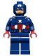 Minifig No: sh0014  Name: Captain America - Dark Blue Suit, Dark Red Hands, Mask