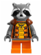 Minifig No: sh0122  Name: Rocket Raccoon - Orange and Reddish Brown Outfit, Dark Bluish Gray Head