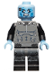 Minifig No: sh0141  Name: Electro - Black and Dark Bluish Gray Outfit, Bright Light Blue Head