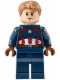 Minifig No: sh0184  Name: Captain America - Dark Blue Suit, Reddish Brown Hands, Hair, Dark Orange Eyebrows