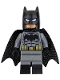 Minifig No: sh0218  Name: Batman - Dark Bluish Gray Suit, Gold Belt, Black Hands, Spongy Cape, Large Bat Logo