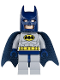 Minifig No: sh025  Name: Batman - Light Bluish Gray Suit with Yellow Belt and Crest, Dark Blue Mask and Cape (Type 1 Cowl)