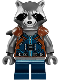 Minifig No: sh0384  Name: Rocket Raccoon - Dark Blue and Reddish Brown Outfit, Dark Bluish Gray Head