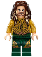 Minifig No: sh0429  Name: Aquaman - Dark Brown Long Hair, Dark Green Legs