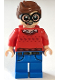 Minifig No: sh0464  Name: Dick Grayson, Red Sweater with Dark Red Robins