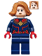 Minifig No: sh0555  Name: Captain Marvel (Carol Danvers) - Medium Nougat Hair