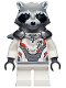 Minifig No: sh0569  Name: Rocket Raccoon - White Jumpsuit, Dark Bluish Gray Head