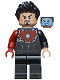 Minifig No: sh0584  Name: Tony Stark - Black Iron Man Suit with Dark Red Right Arm