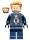 Minifig No: sh0625  Name: Captain America - Dark Blue Suit, Black Hands, Hair