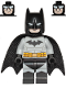 Minifig No: sh0689  Name: Batman - Light Bluish Gray Suit with Yellow Belt, Black Crest, Mask and Cape (Type 3 Cowl)