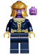 Minifig No: sh0696  Name: Thanos - Dark Blue Legs Plain, Dark Blue Arms, Pearl Gold Helmet