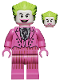 Minifig No: sh0704  Name: The Joker - Dark Pink Suit, Open Mouth Grin / Closed Mouth