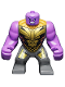 Minifig No: sh0733  Name: Thanos - Large Figure, Medium Lavender Arms Plain, Dark Bluish Gray Outfit with Gold Armor, Smile