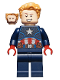 Minifig No: sh0741  Name: Captain America - Dark Blue Suit, Red Hands, Hair