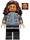 Minifig No: sh0776  Name: MJ (Michelle Jones) - Dark Bluish Gray Plaid Jacket, Dark Brown Wavy Hair