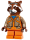 Minifig No: sh0858  Name: Rocket Raccoon - Orange and Dark Tan Outfit, Reddish Brown Head