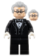 Minifig No: sh0883  Name: Alfred Pennyworth - Black Tuxedo, Light Bluish Gray Hair