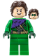 Minifig No: sh0888  Name: Green Goblin - Green Outfit without Mask, Dark Brown Hair