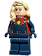 Minifig No: sh0911  Name: Captain Marvel (Carol Danvers) - Tan Hair over Shoulder