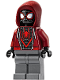 Minifig No: sh0943  Name: Spider-Man (Miles Morales) - Dark Red Hood, Dark Bluish Gray Legs