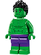 Minifig No: sh0982  Name: Hulk - Minifigure, Dark Purple Pants, Spiked Hair, Lopsided Grin / Angry (76287)