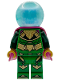 Minifig No: sh1101  Name: Mysterio - White Skull Head, Satin Trans-Light Blue Helmet, Rubber Cape