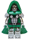 Minifig No: sh1158  Name: Dr. Doom - Dark Green Hood and Cape, Flat Silver Printed Arms and Legs