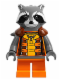 Minifig No: sh122  Name: Rocket Raccoon - Orange and Reddish Brown Outfit, Dark Bluish Gray Head