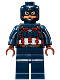 Minifig No: sh177  Name: Captain America - Dark Blue Suit, Reddish Brown Hands, Mask